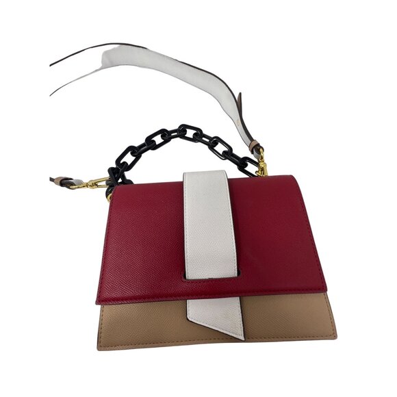 EMO Square Crossbody Handbag Size One Convertible Colorblock Leather Purse - Picture 2 of 8